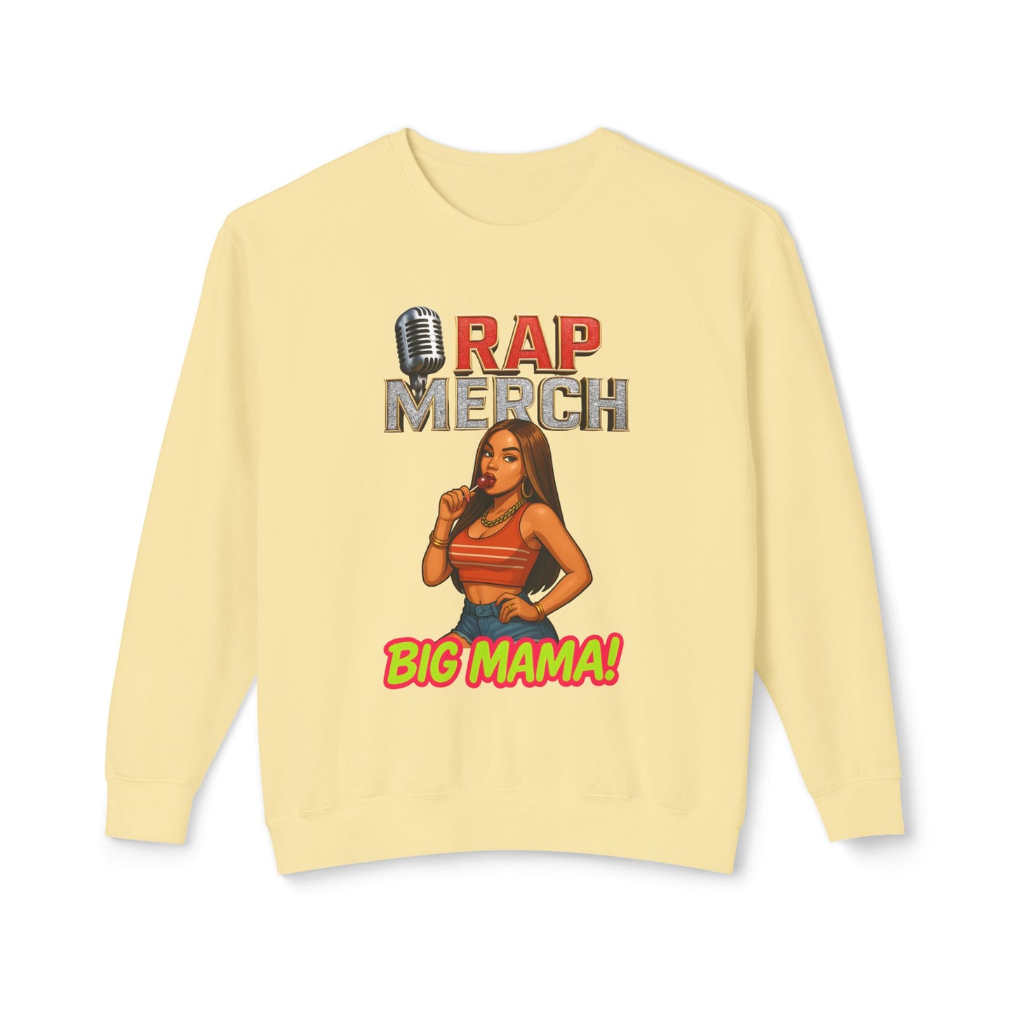 Big Mama Rap Merch Crewneck Sweatshirt, Unisex Lightweight Hoodie, Hip Hop Apparel, Music Lover Gift, Streetwear Fashion