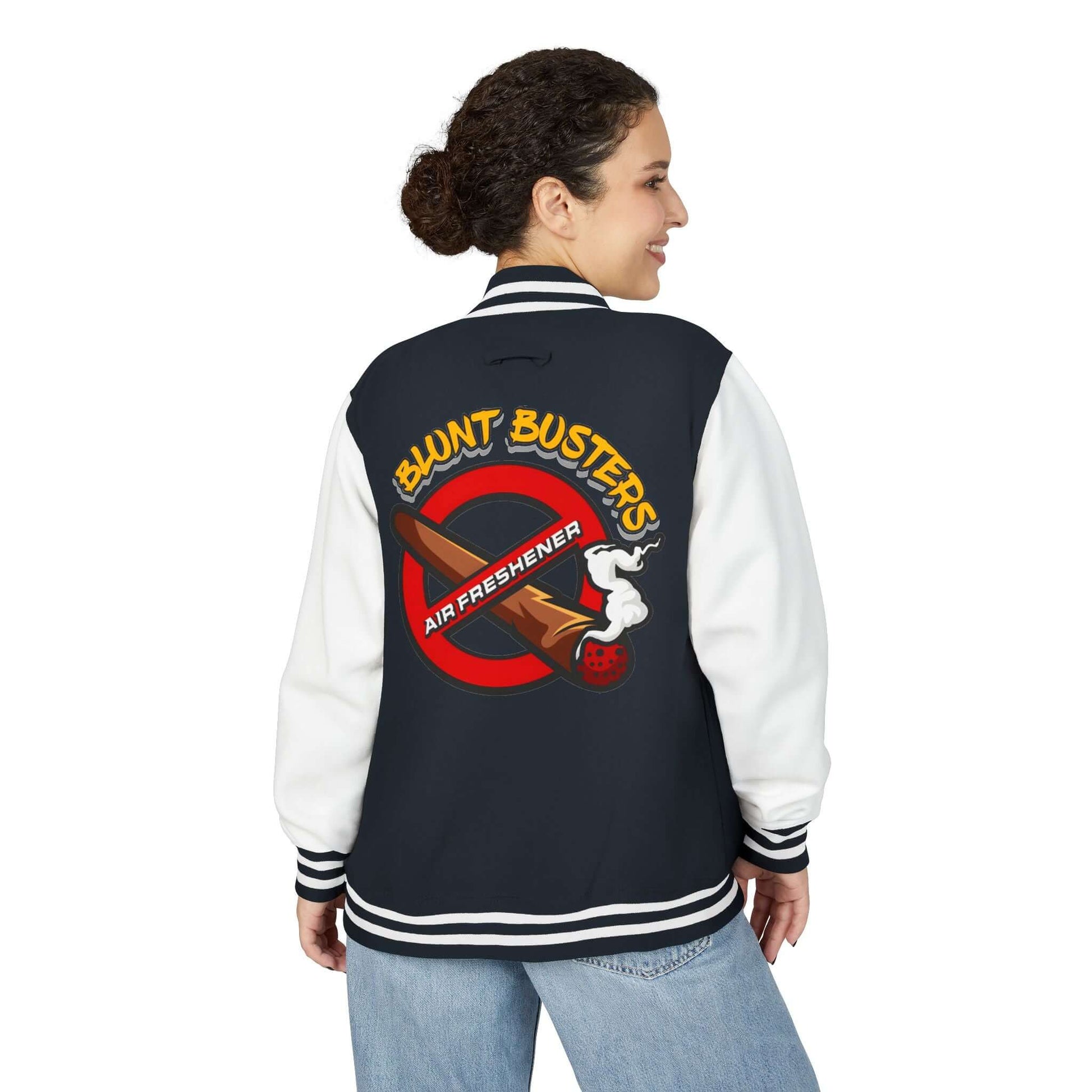 Trendy heavyweight varsity jacket for everyday streetwear Casual varsity jacket featuring unique air freshener design