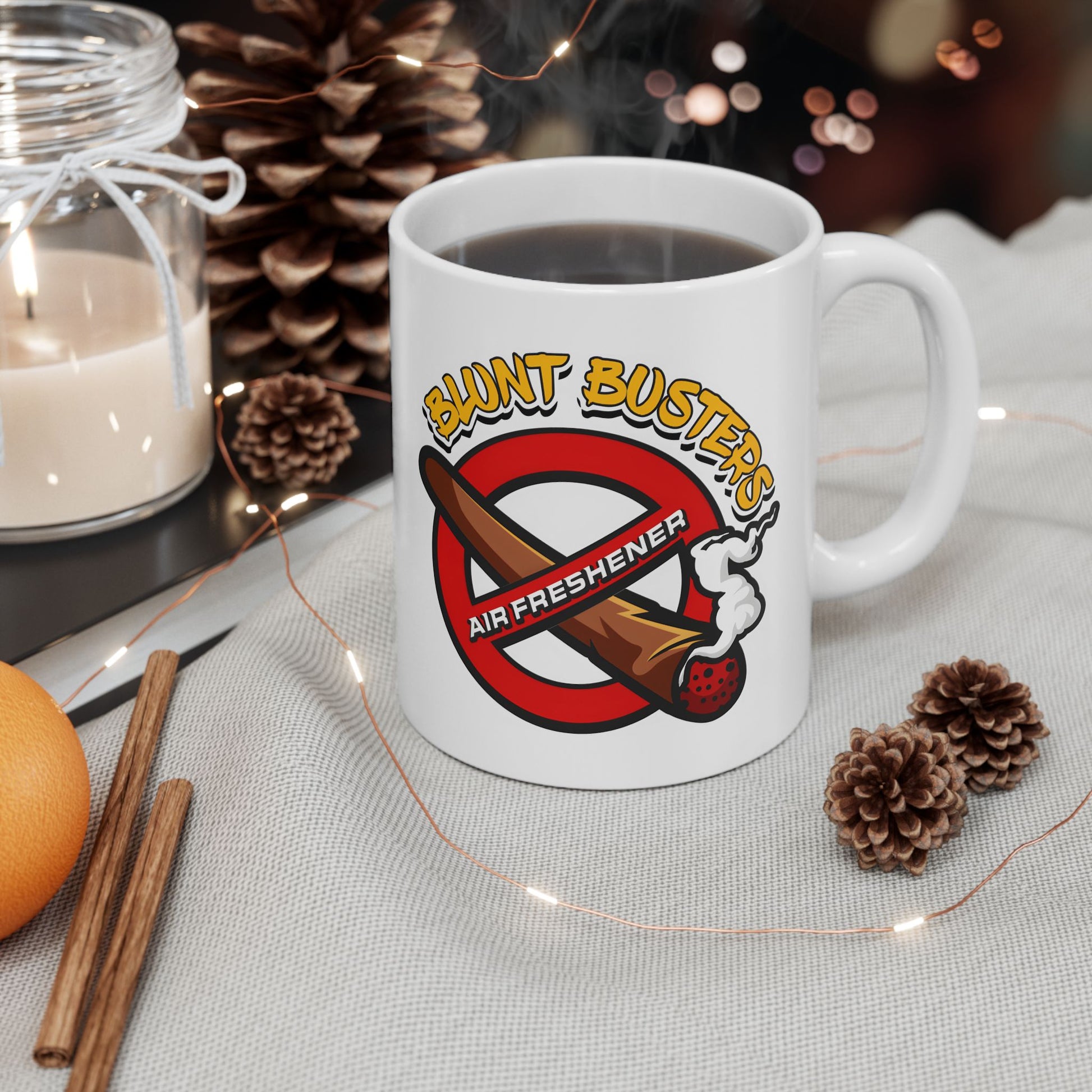 "Ghostbusters humor ceramic mug, funny coffee cup for fans, Halloween, or birthdays.