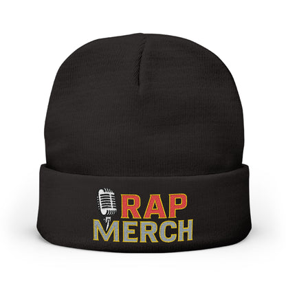 Rap Merch Embroidered Knit Beanie, Hip Hop Accessory, Music Lover Gift, Streetwear Fashion, Winter Warmth, Trendy Headwear