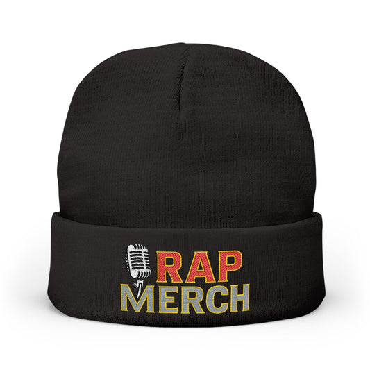 Rap Merch Embroidered Knit Beanie, Hip Hop Accessory, Music Lover Gift, Streetwear Fashion, Winter Warmth, Trendy Headwear