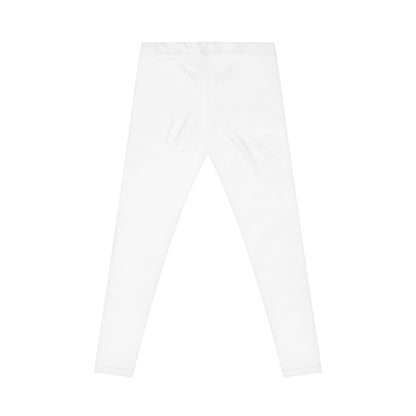 "White high-waisted leggings with bold 'They Not Like Us' design, trendy urban streetwear fit.