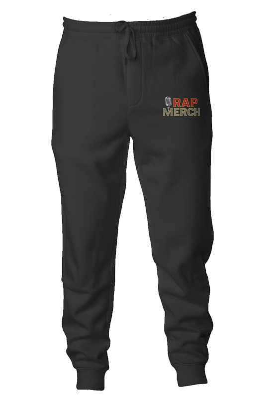 Embroidered Retro Flame Gold Trim Rap Merch Logo Joggers