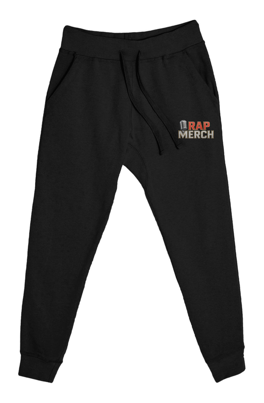Embroidered Retro Flame Gold Trim Rap Merch Logo Joggers