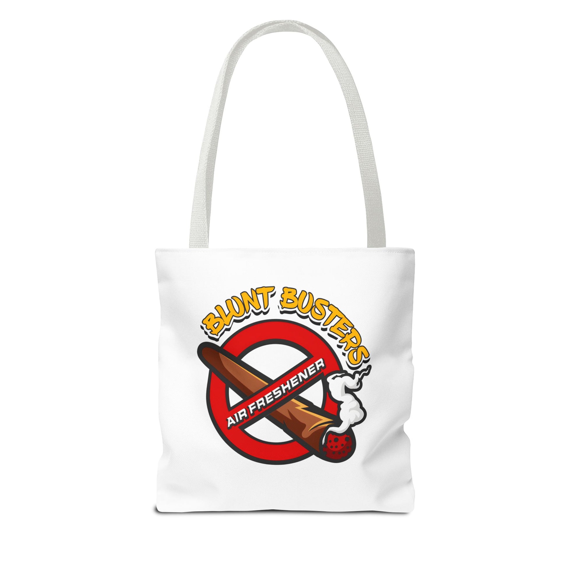 "Blunt Busters tote bag with quirky playful design, fun gift for festivals or everyday use.