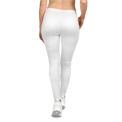 "White high-waisted leggings with bold 'They Not Like Us' design, trendy urban streetwear fit.