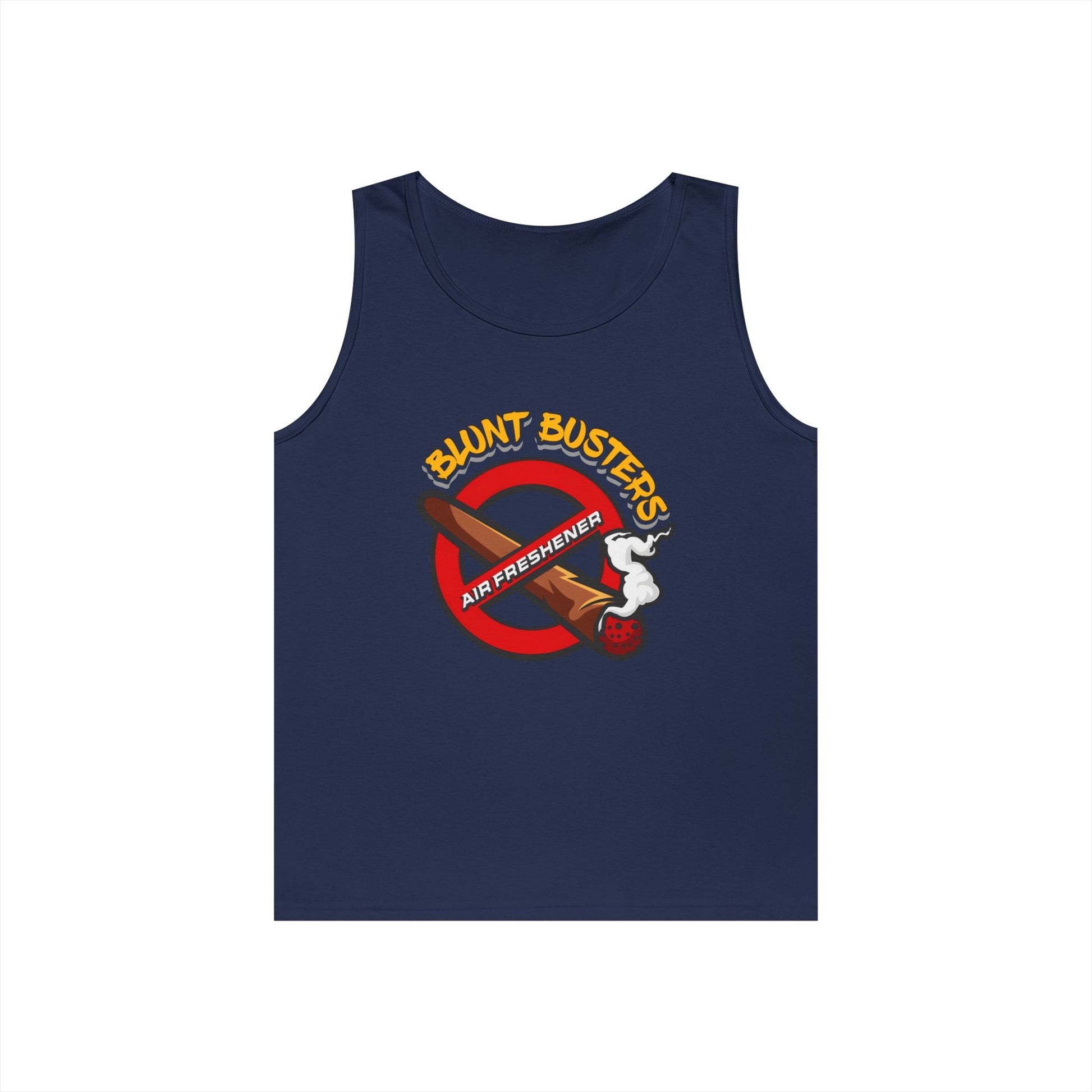 "Blunt Busters unisex heavy cotton tank top, fun summer tee for parties, festivals, and casual wear."