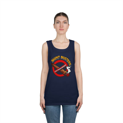 "Blunt Busters unisex heavy cotton tank top, fun summer tee for parties, festivals, and casual wear."