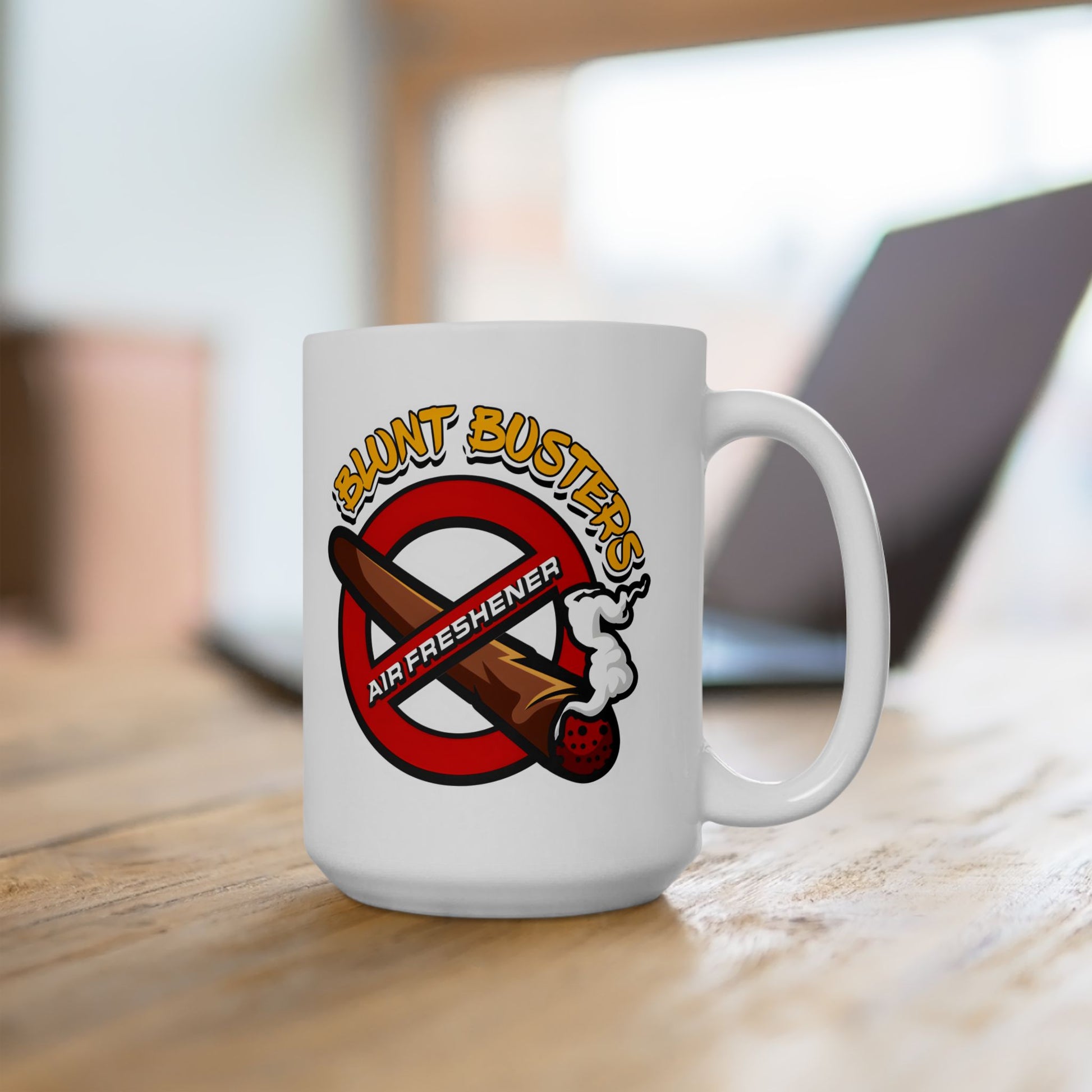 "Ghostbusters humor ceramic mug, funny coffee cup for fans, Halloween, or birthdays.