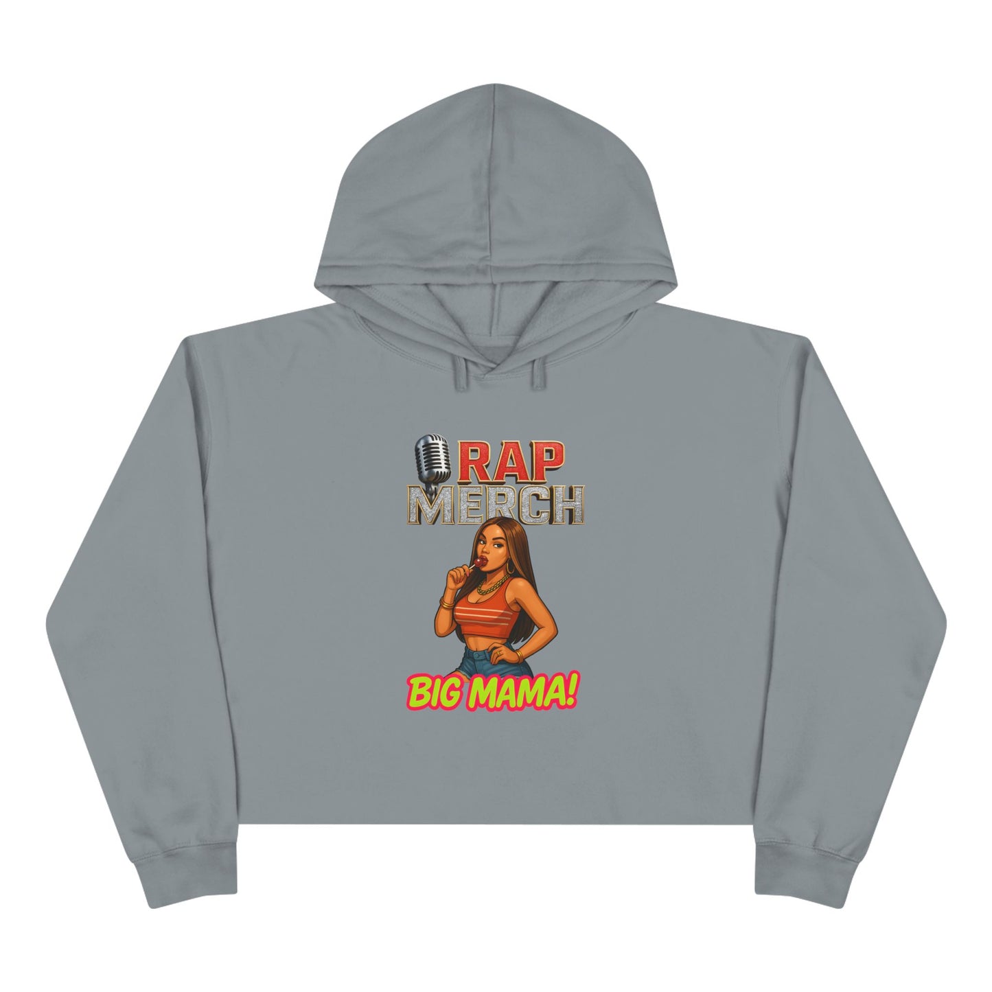 Rap Merch Crop Hoodie - Big Mama Design, Hip-Hop Fashion, Stylish Streetwear, Gift for Music Lovers, Summer Outfit