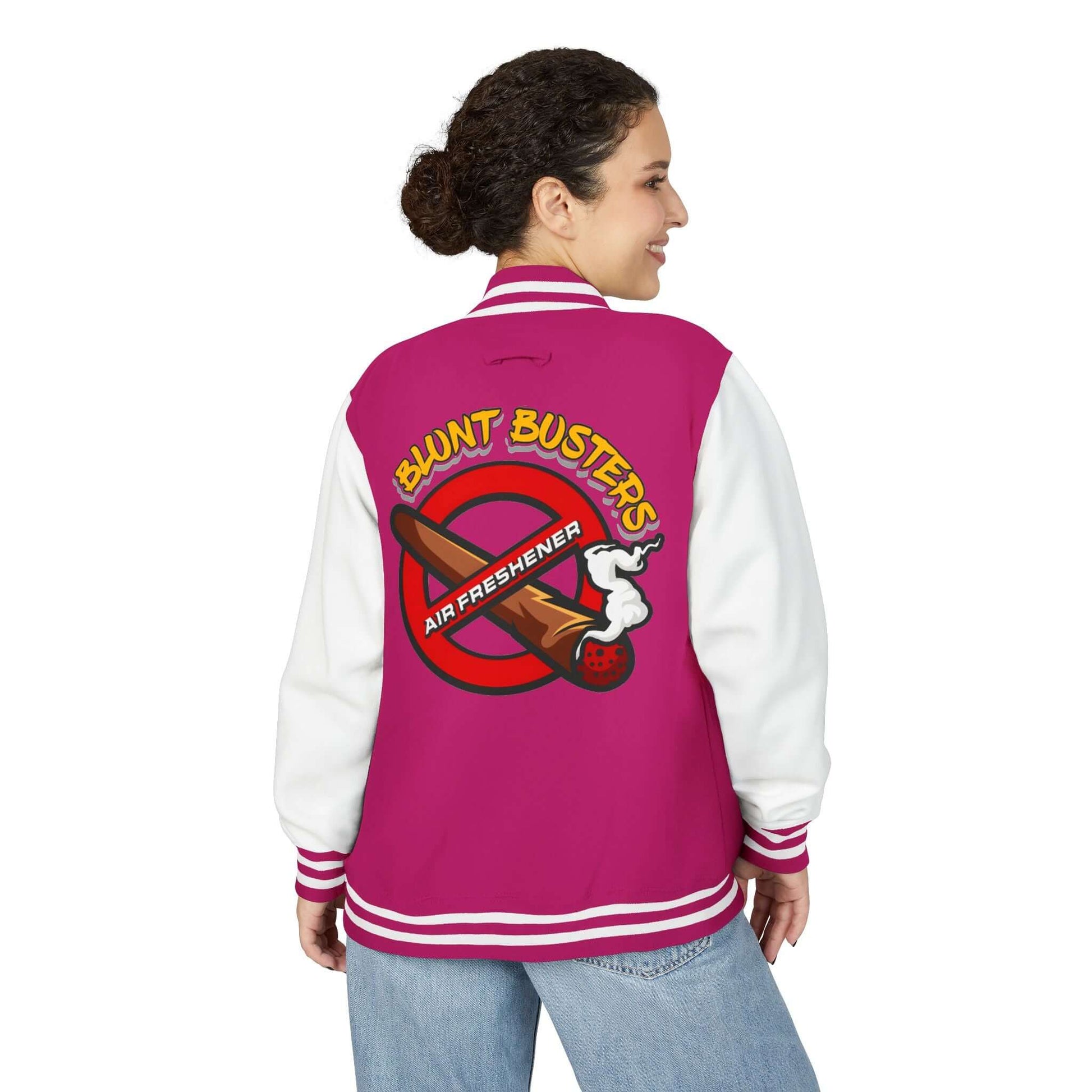 Trendy heavyweight varsity jacket for everyday streetwear Casual varsity jacket featuring unique air freshener design