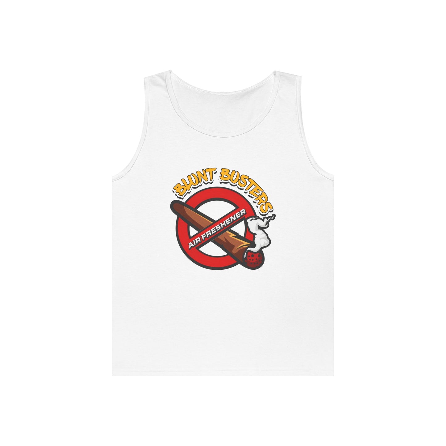 "Blunt Busters unisex heavy cotton tank top, fun summer tee for parties, festivals, and casual wear."