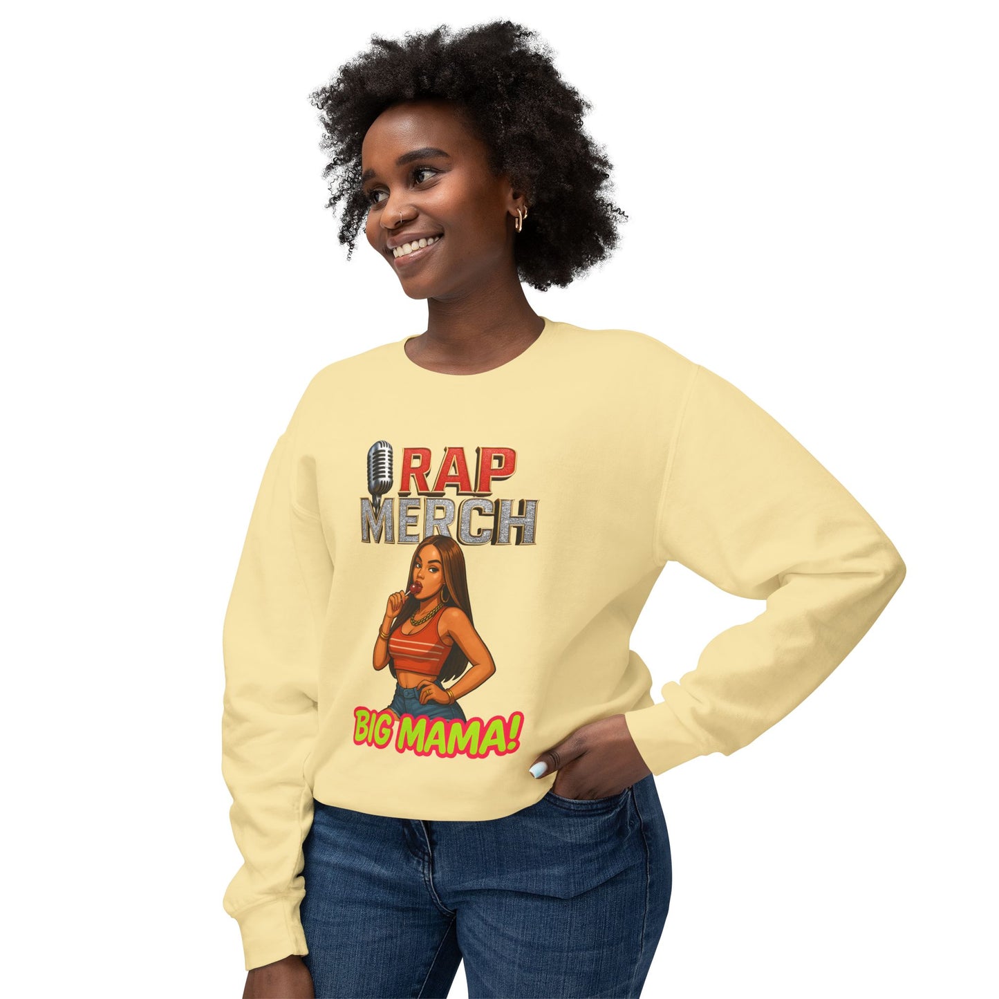 Big Mama Rap Merch Crewneck Sweatshirt, Unisex Lightweight Hoodie, Hip Hop Apparel, Music Lover Gift, Streetwear Fashion