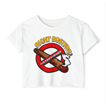 Festival-Themed Women's Crop Top – 'Blunt Busters' Air Freshener Design, Cute Summer Wear, Concert Outfit, Gift for Her, Boho Style