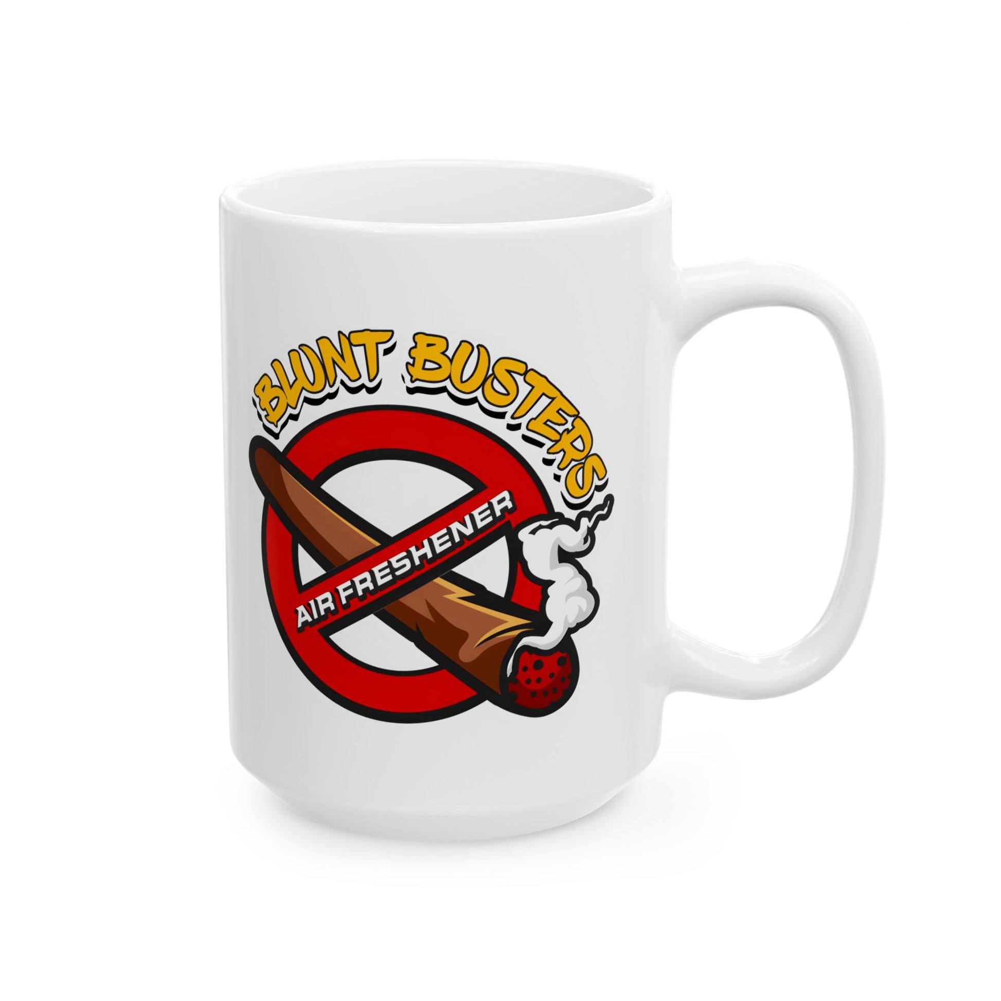 "Ghostbusters humor ceramic mug, funny coffee cup for fans, Halloween, or birthdays.