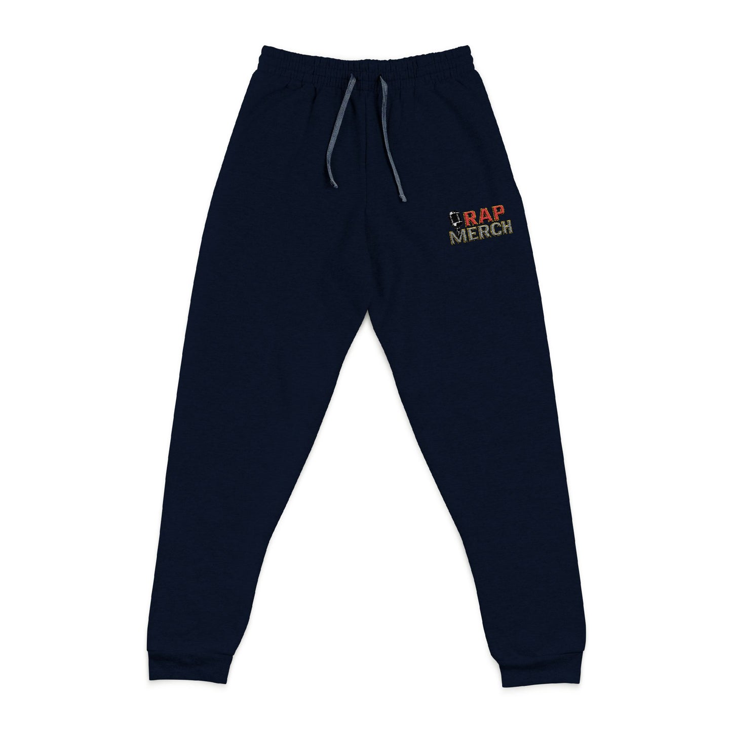 Embroidered Retro Flame Gold Trim Rap Merch Logo Joggers