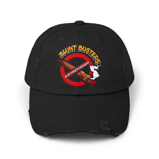 Distressed cap with Blunt Busters embroidery for casual wear