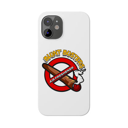 "Blunt Busters slim phone case, quirky air freshener design and fun gift for smokers."