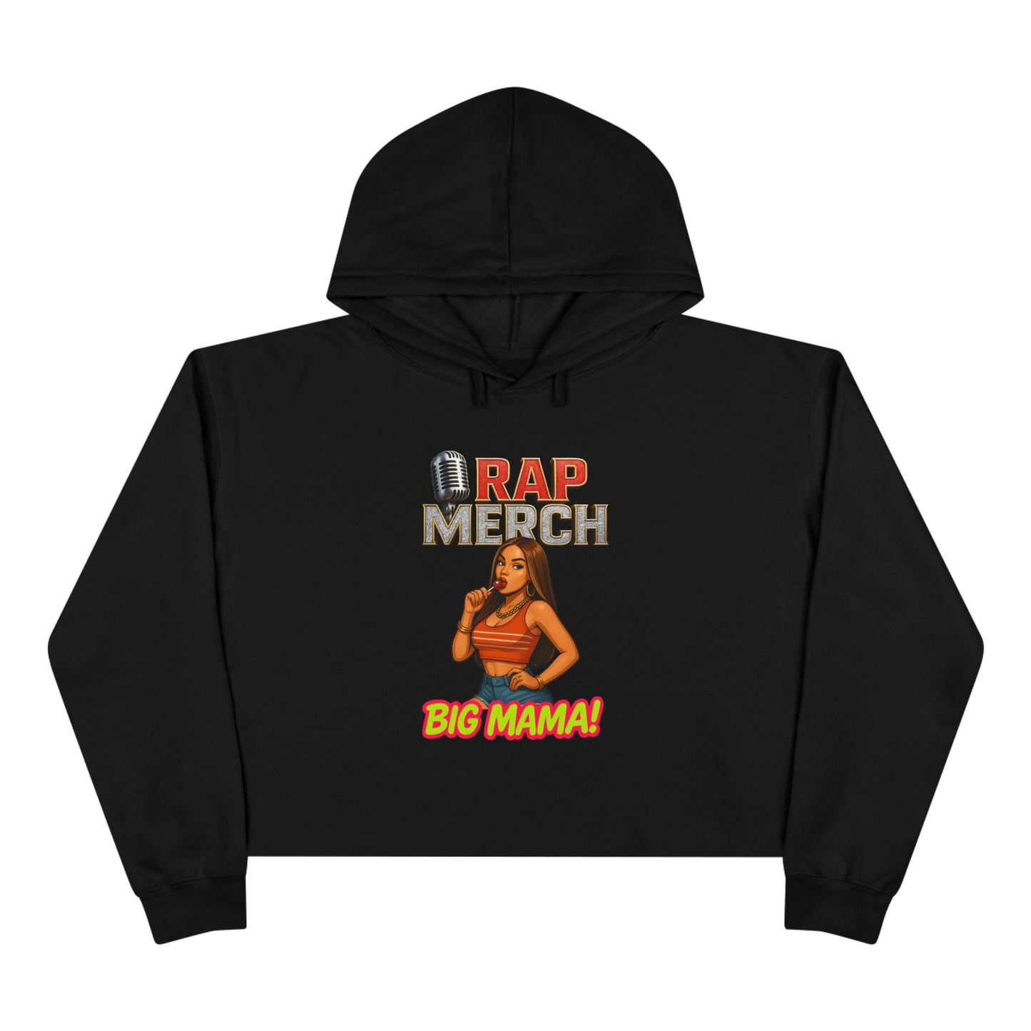 Rap Merch Crop Hoodie - Big Mama Design, Hip-Hop Fashion, Stylish Streetwear, Gift for Music Lovers, Summer Outfit