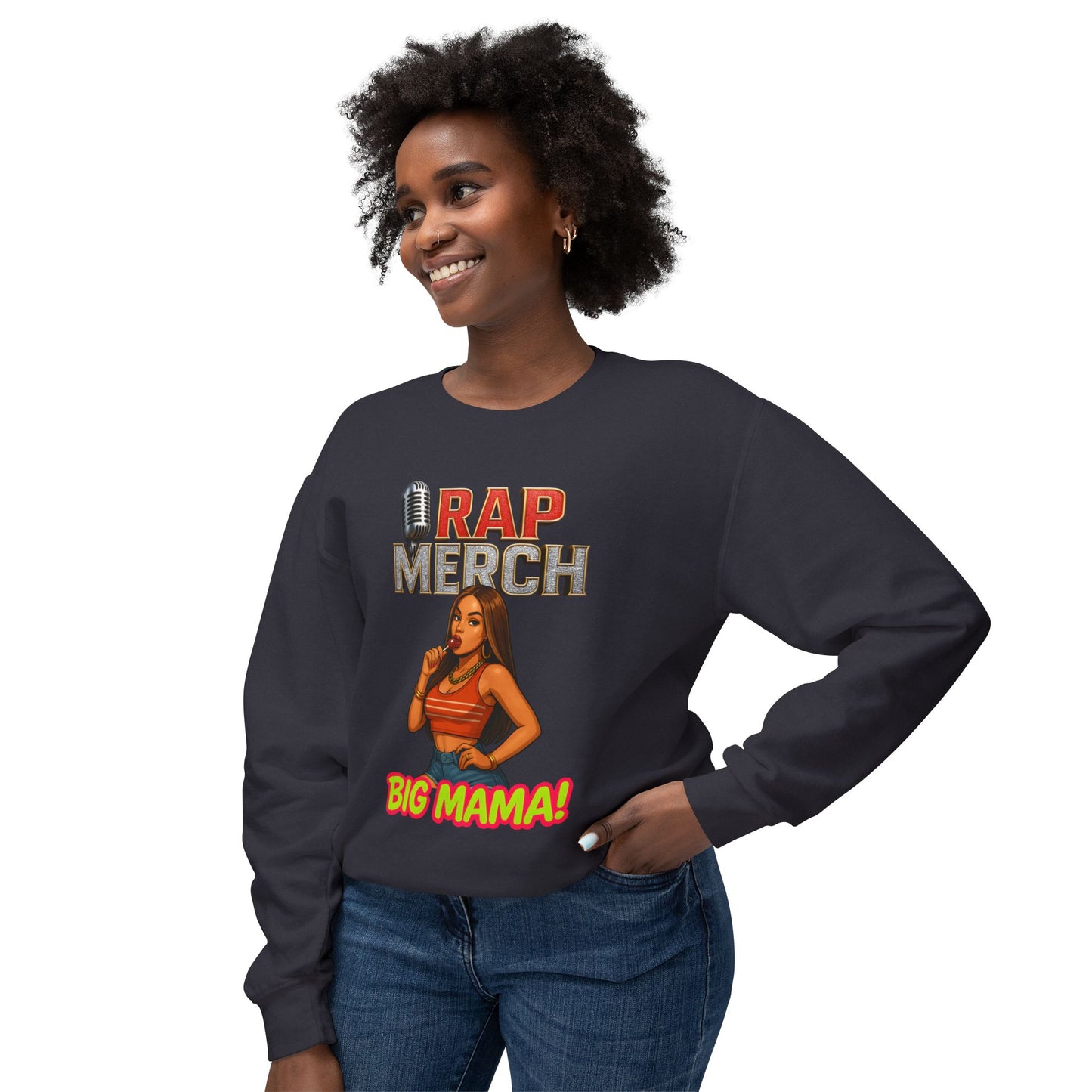 Big Mama Rap Merch Crewneck Sweatshirt, Unisex Lightweight Hoodie, Hip Hop Apparel, Music Lover Gift, Streetwear Fashion