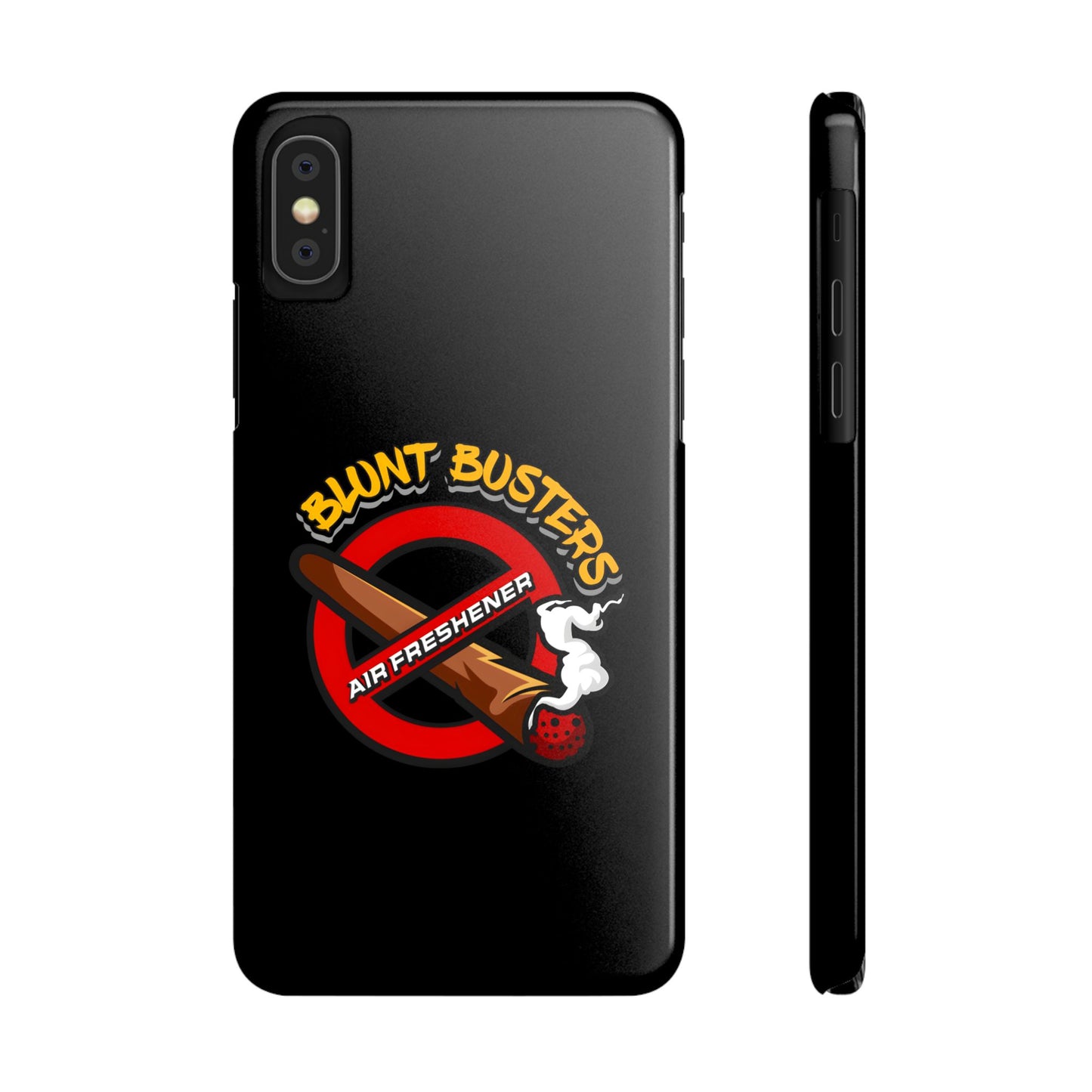 "Slim phone case with Blunt Busters design, trendy protective accessory and fun gift.
