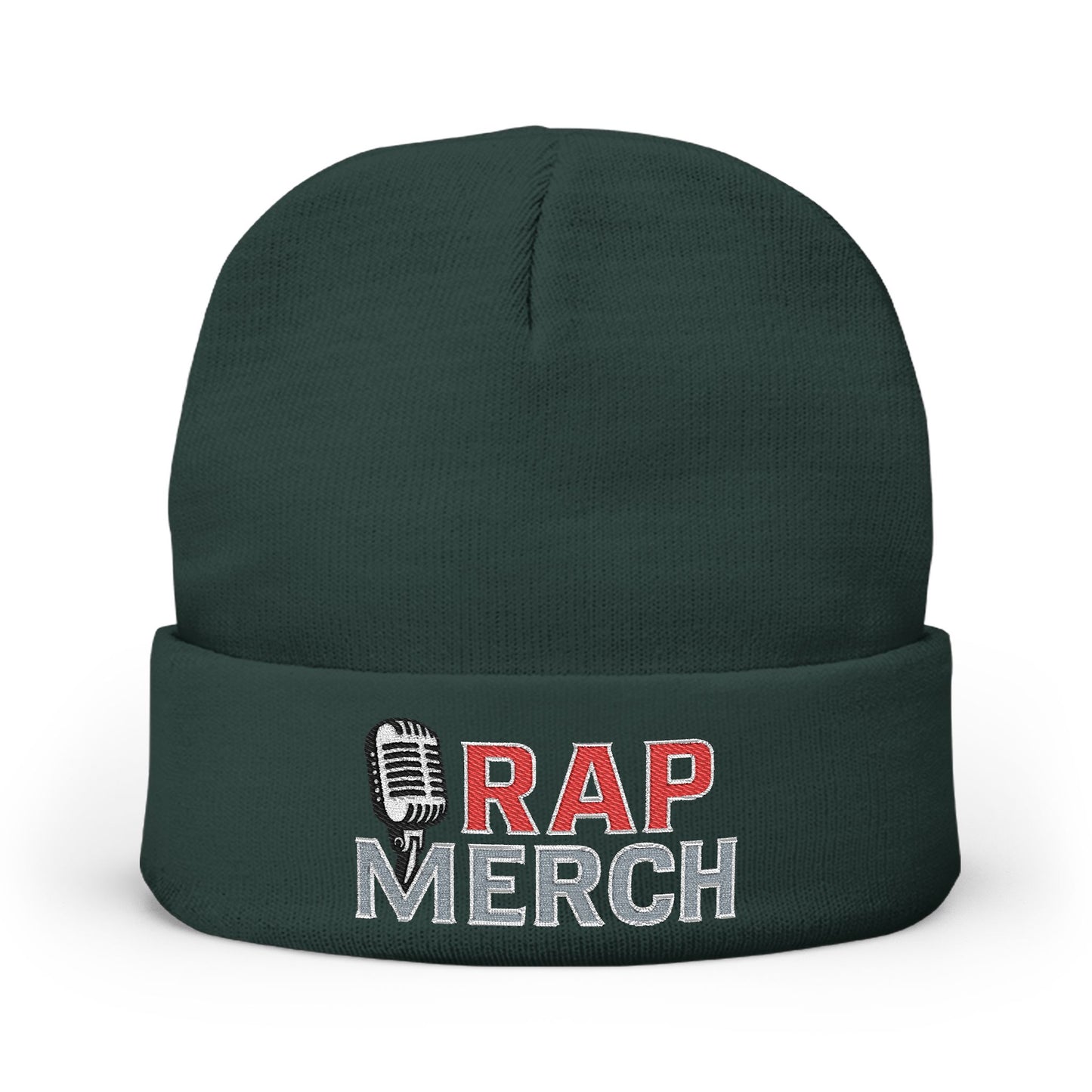 Rap Merch White Embroidered Knit Beanie, Hip Hop Accessory, Music Lover Gift, Streetwear Fashion, Winter Warmth, Trendy Headwear