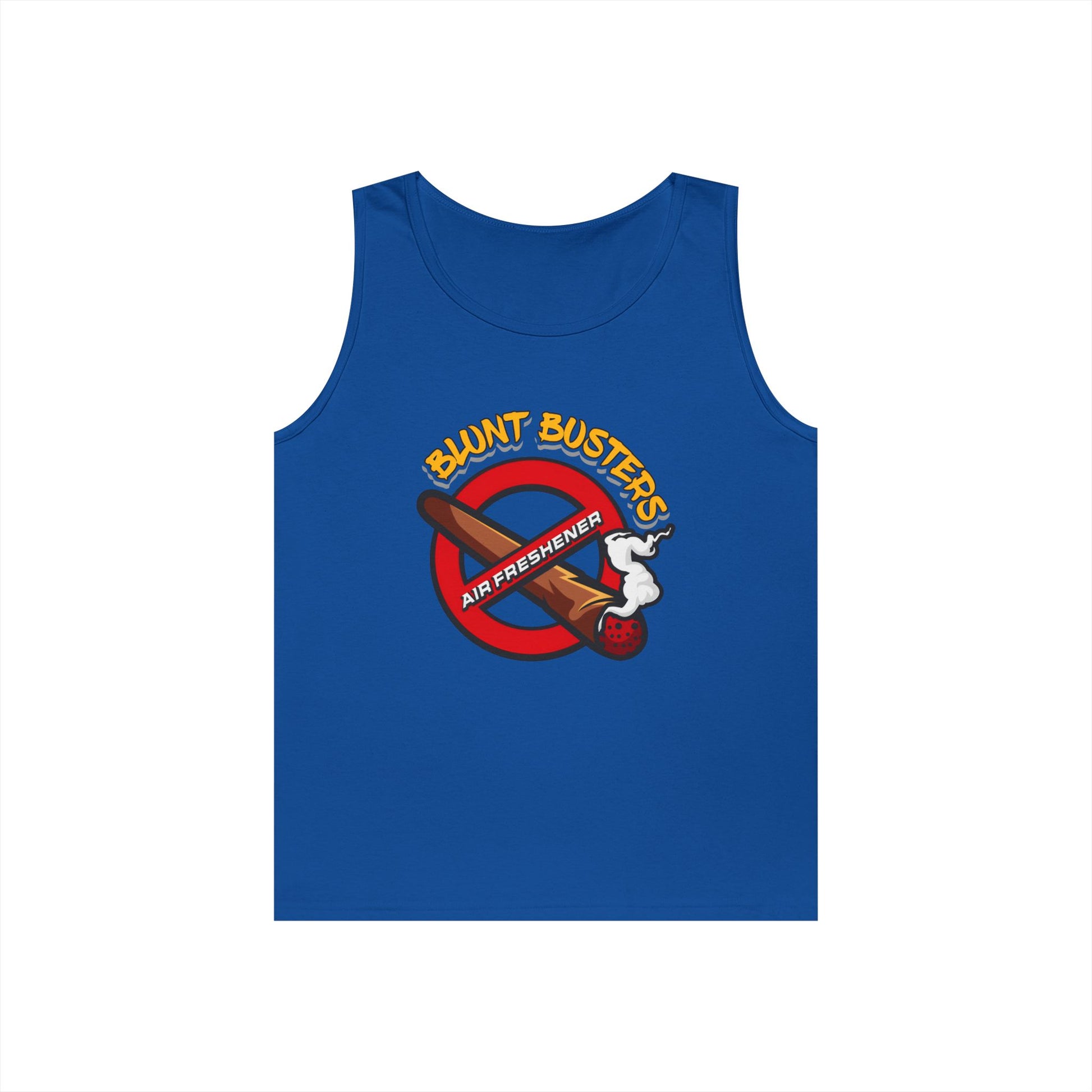 "Blunt Busters unisex heavy cotton tank top, fun summer tee for parties, festivals, and casual wear."