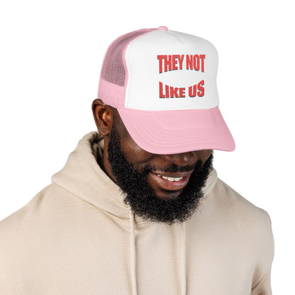 Stylish Foam Trucker Hat with 'THEY NOT LIKE US' Embroidery, Trendy Cap for Outdoor Events, Casual Wear, Gifts, Summer Style