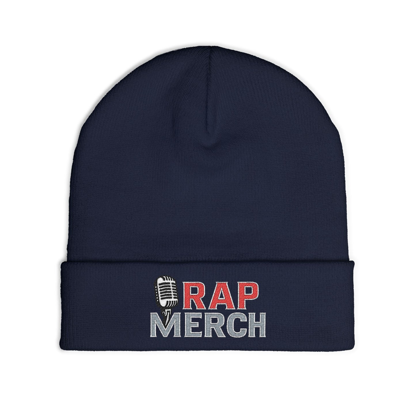 Rap Merch White Embroidered Knit Beanie, Hip Hop Accessory, Music Lover Gift, Streetwear Fashion, Winter Warmth, Trendy Headwear