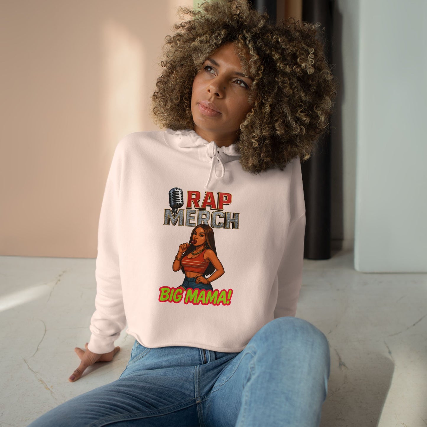 Rap Merch Crop Hoodie - Big Mama Design, Hip-Hop Fashion, Stylish Streetwear, Gift for Music Lovers, Summer Outfit