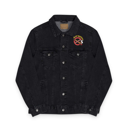 Vintage-style denim jacket with Blunt Busters embroidery
