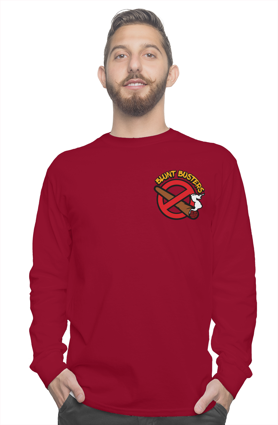 Classic Fit Mens Long Sleeve Tee Garnet | Bluntbusters