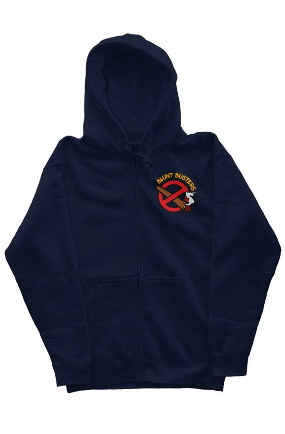 Premium Heavyweight Zip Hoodie Navy | Bluntbusters