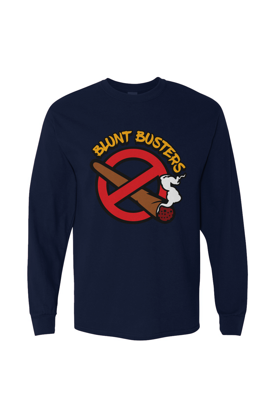 Premium Navy Heavy Cotton Long Sleeve Tee | Bluntbusters 
