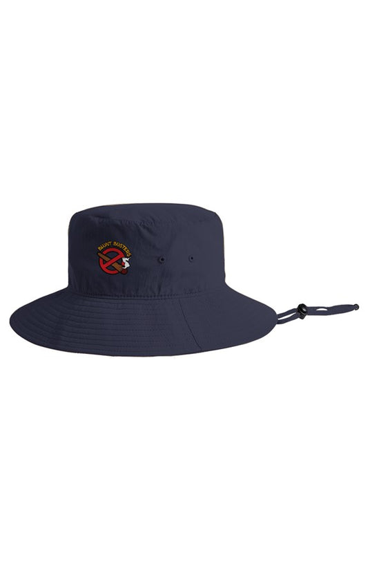 Premium Navy Nylon Wide Brim Bucket Hat | Bluntbusters